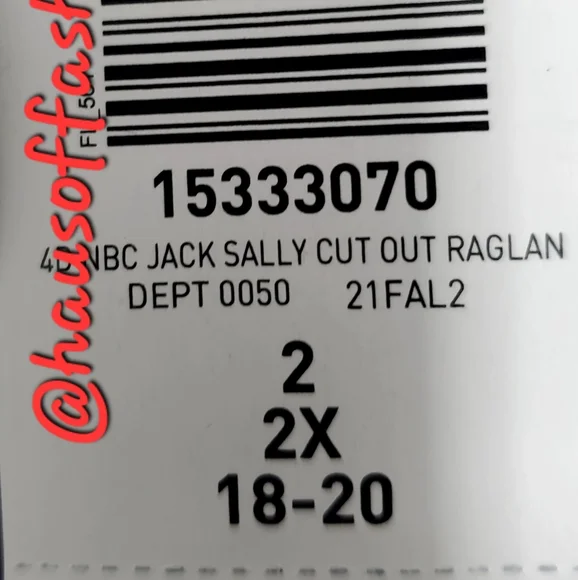 TORRID NMBC Jack Skellington & Sally Patches Choker Neck Raglan Top! NWT! - Picture 6 of 7